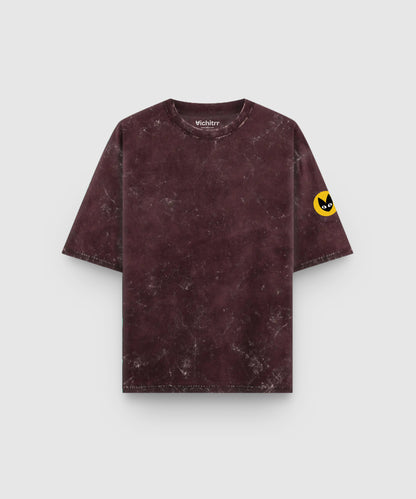 MAROON PULSE | UNISEX ACID WASH OVERSIZED T-SHIRT