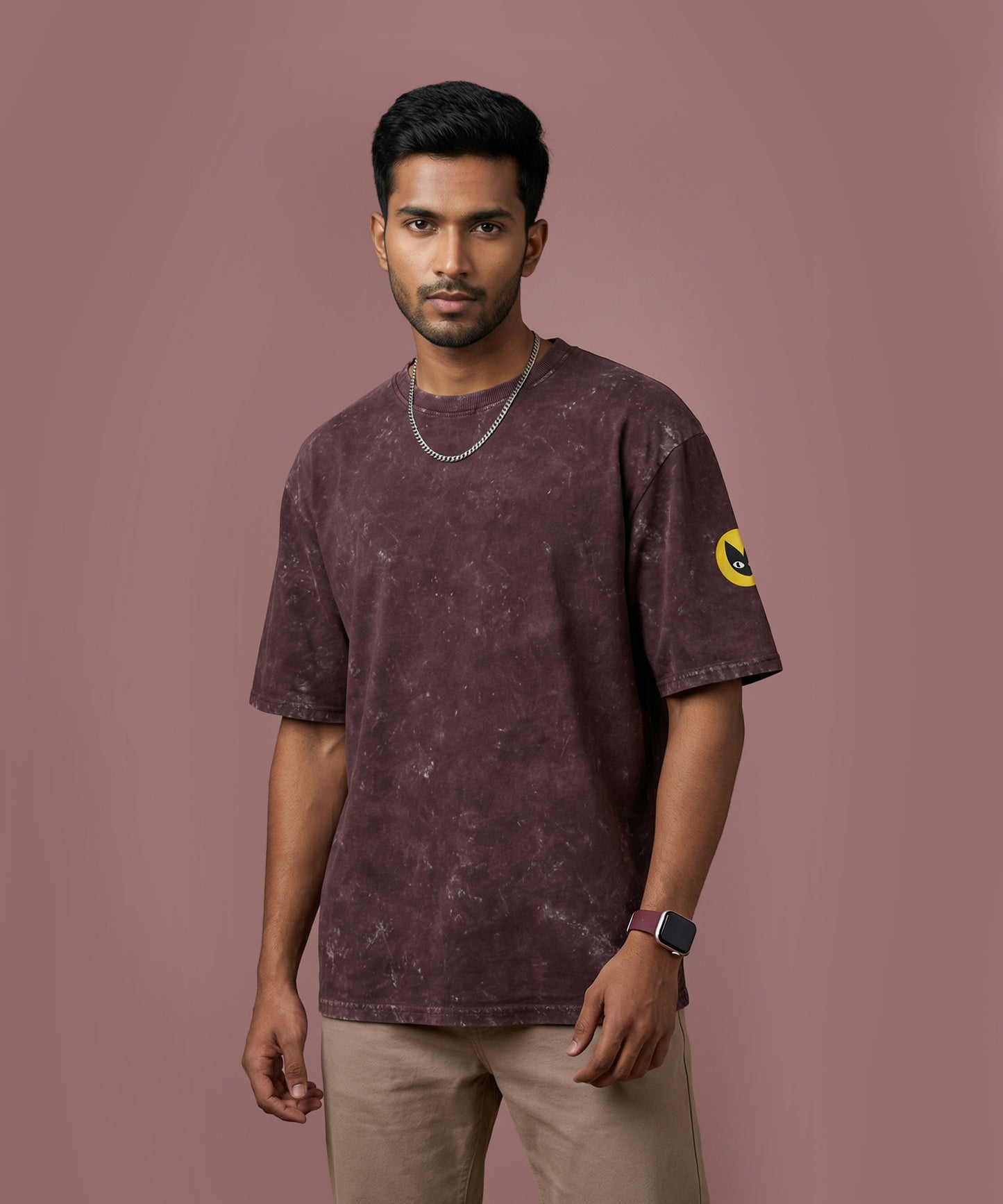 MAROON PULSE | UNISEX ACID WASH OVERSIZED T-SHIRT