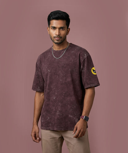 MAROON PULSE | UNISEX ACID WASH OVERSIZED T-SHIRT
