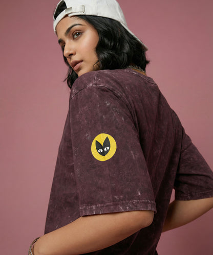 MAROON PULSE | UNISEX ACID WASH OVERSIZED T-SHIRT