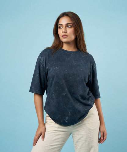 NAVY FLUX | UNISEX ACID WASH OVERSIZED T-SHIRT
