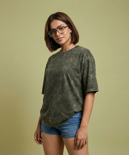 OLIVE OXIDE | UNISEX ACID WASH OVERSIZED T-SHIRT