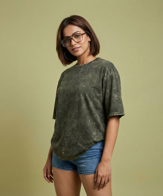 OLIVE OXIDE | UNISEX ACID WASH OVERSIZED T-SHIRT