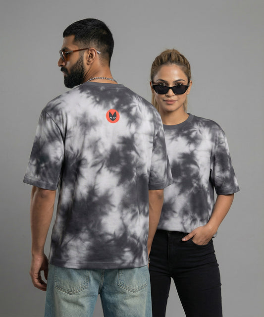 WHITE GLITCH | UNISEX TIE DYE OVRESIZED T-SHIRT