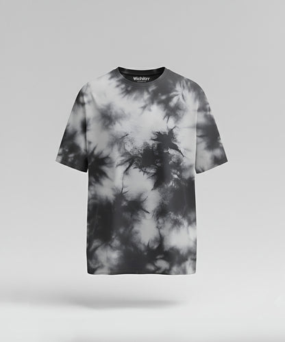 WHITE GLITCH | UNISEX TIE DYE OVRESIZED T-SHIRT
