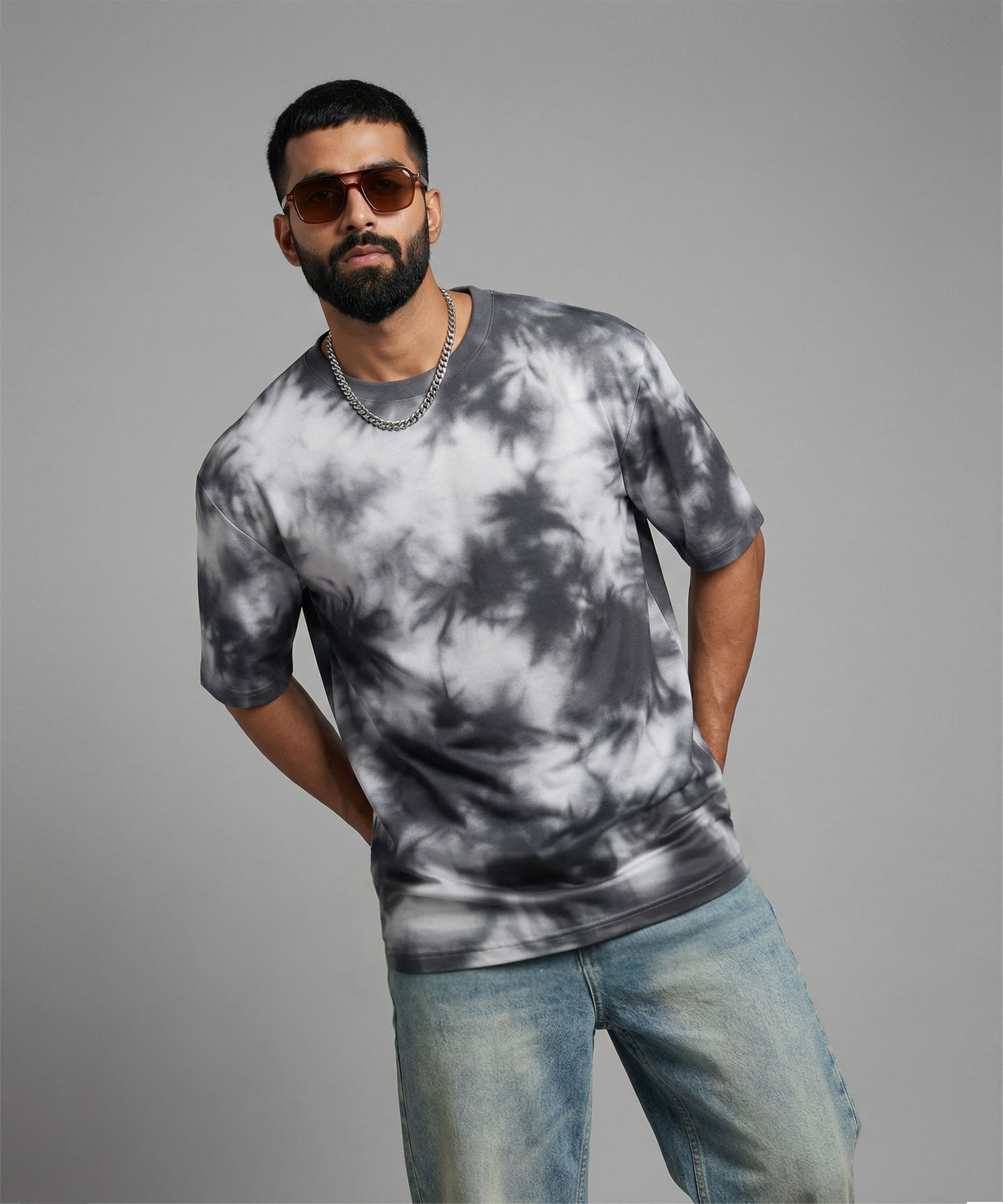 WHITE GLITCH | UNISEX TIE DYE OVRESIZED T-SHIRT