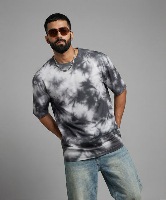 WHITE GLITCH | UNISEX TIE DYE OVRESIZED T-SHIRT